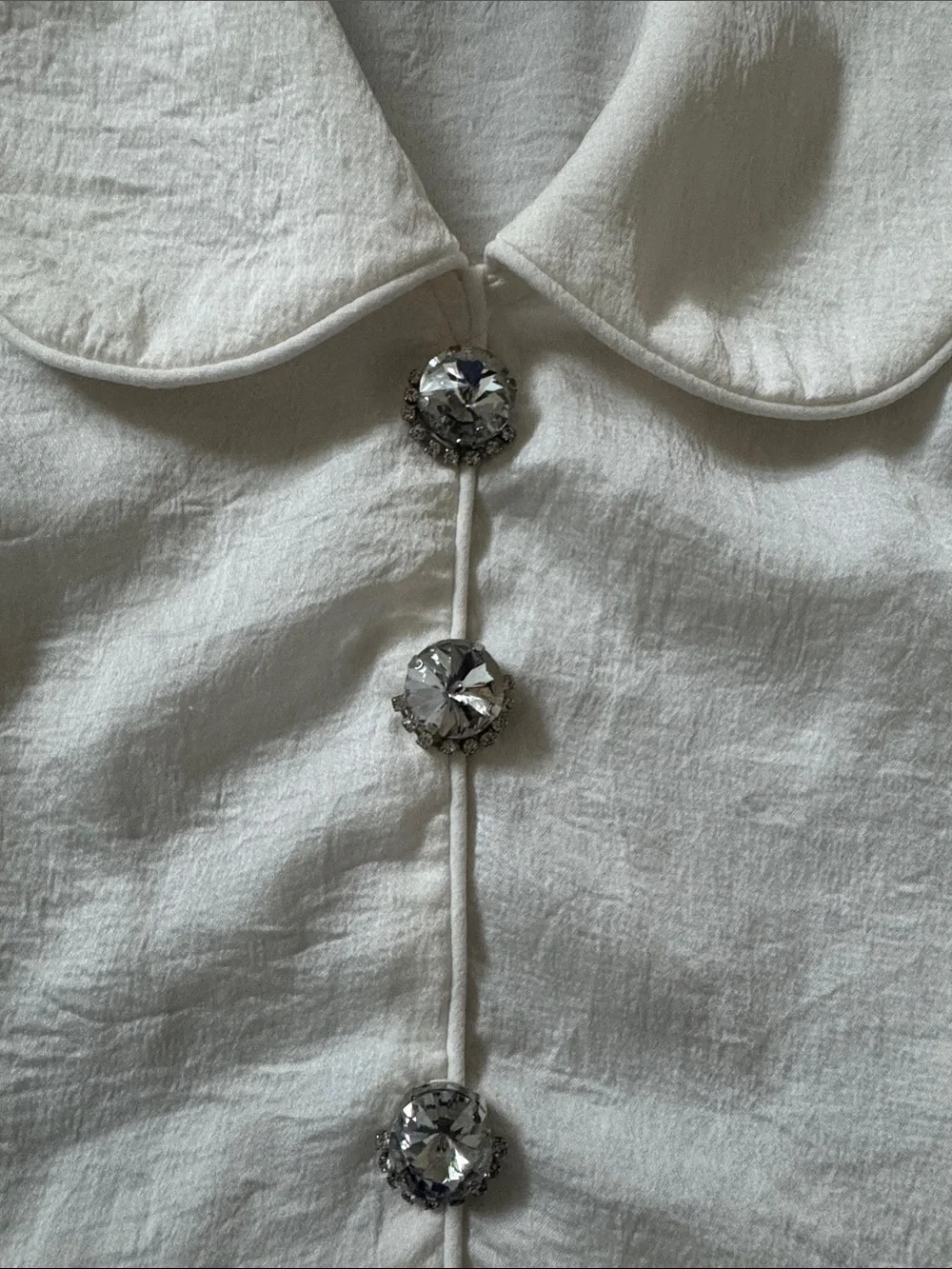 Zara Cream Puff-Sleeve Blouse with Peter Pan Collar